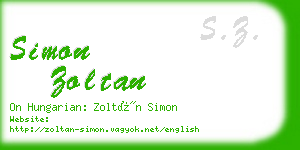 simon zoltan business card